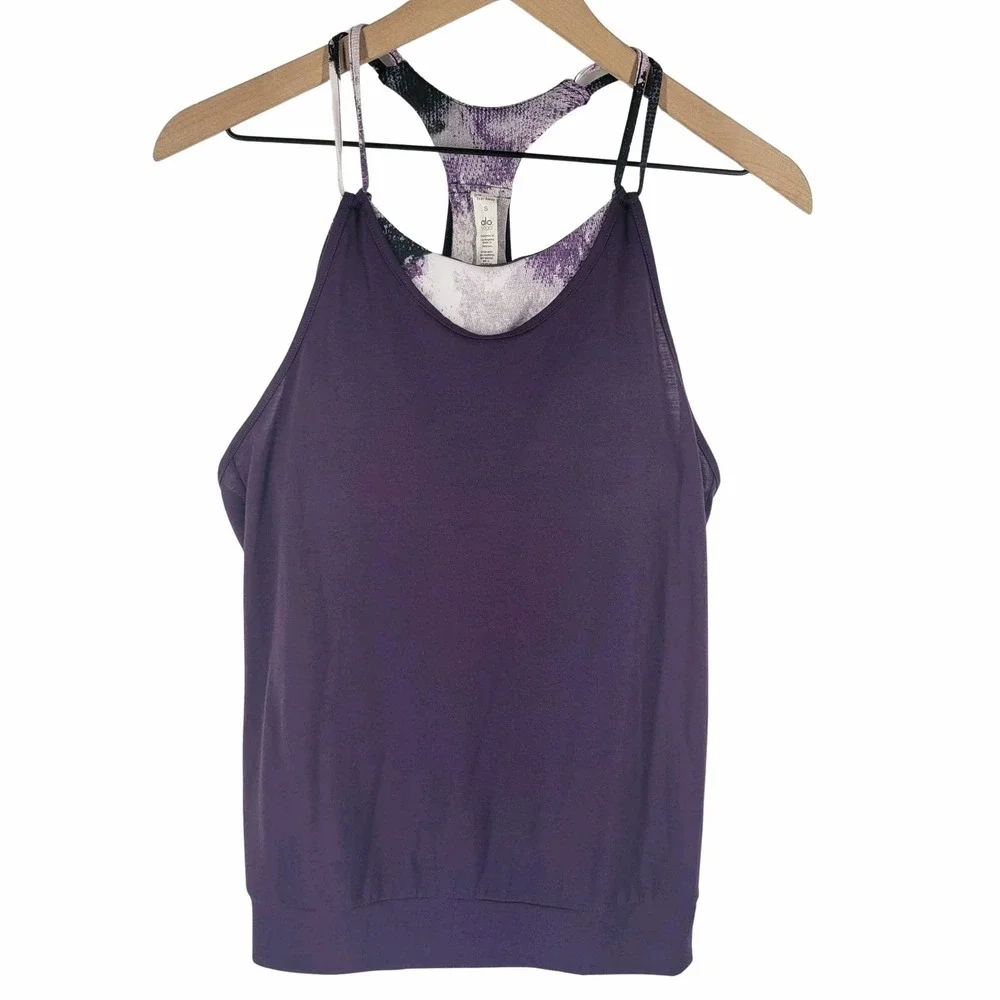 Alo Yoga Lia Tank Top w/ Built In Bra Support Gym Yoga Workout Top